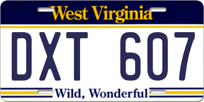 WV license plate DXT607