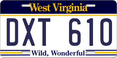 WV license plate DXT610
