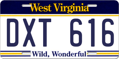 WV license plate DXT616