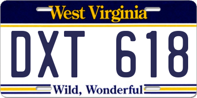 WV license plate DXT618