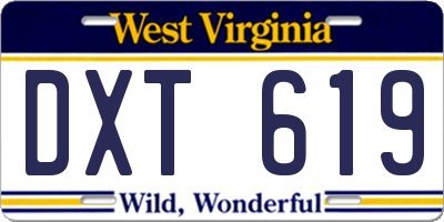 WV license plate DXT619