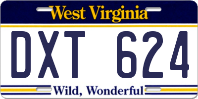 WV license plate DXT624