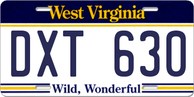 WV license plate DXT630