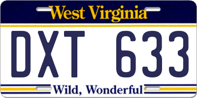 WV license plate DXT633