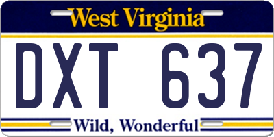 WV license plate DXT637