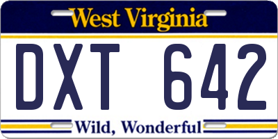 WV license plate DXT642