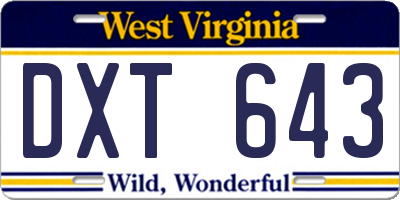 WV license plate DXT643
