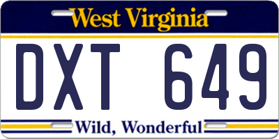 WV license plate DXT649