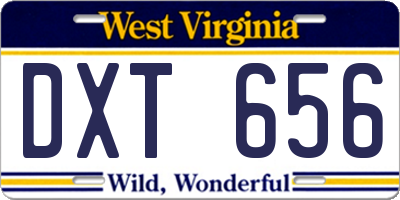 WV license plate DXT656