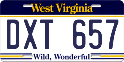 WV license plate DXT657