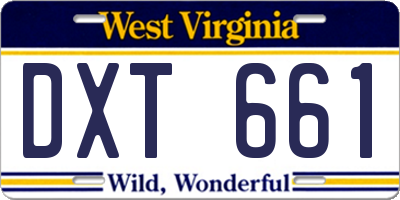 WV license plate DXT661