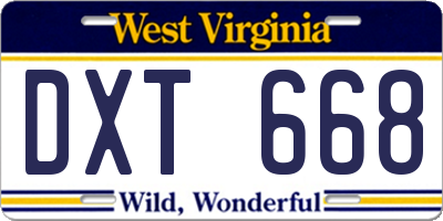 WV license plate DXT668