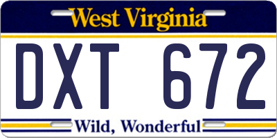 WV license plate DXT672