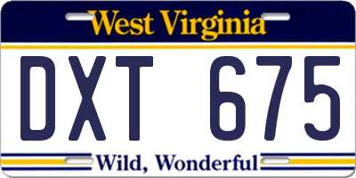 WV license plate DXT675