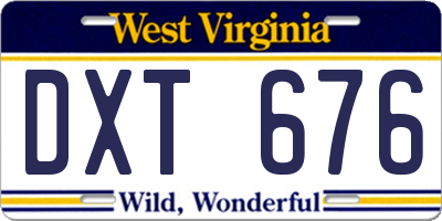 WV license plate DXT676