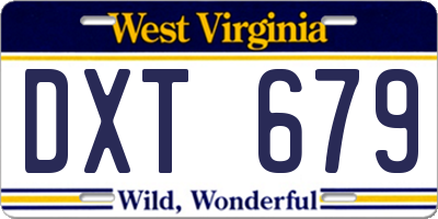 WV license plate DXT679