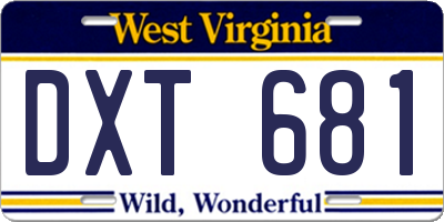 WV license plate DXT681
