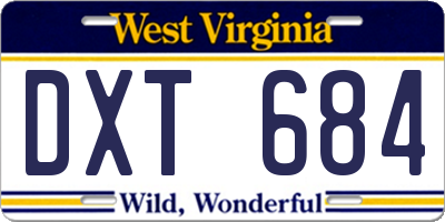 WV license plate DXT684