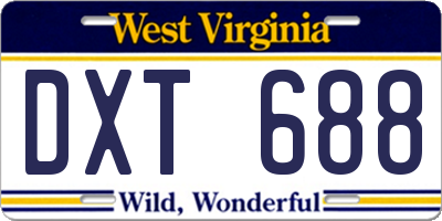 WV license plate DXT688