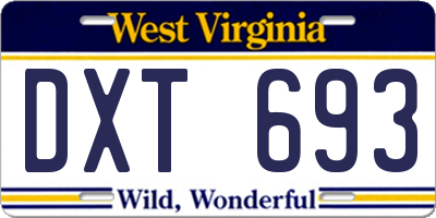 WV license plate DXT693