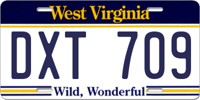 WV license plate DXT709