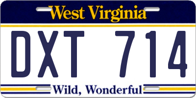 WV license plate DXT714