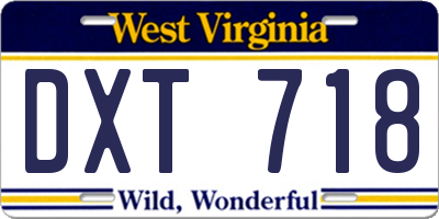 WV license plate DXT718