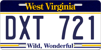 WV license plate DXT721
