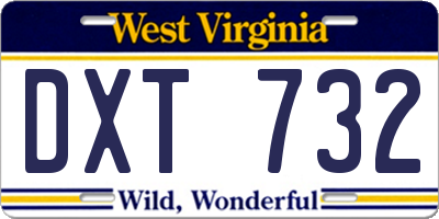 WV license plate DXT732