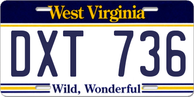 WV license plate DXT736