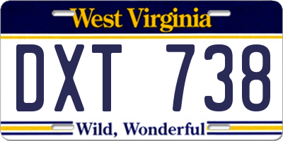 WV license plate DXT738