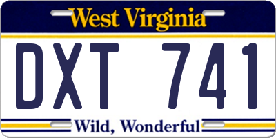 WV license plate DXT741