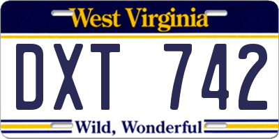 WV license plate DXT742