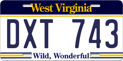 WV license plate DXT743