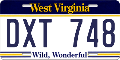 WV license plate DXT748