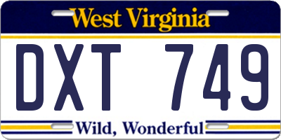 WV license plate DXT749