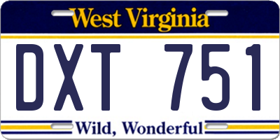 WV license plate DXT751
