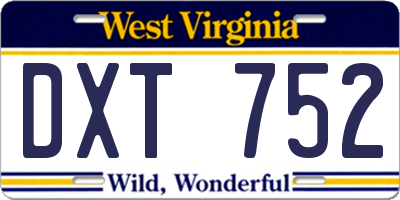 WV license plate DXT752