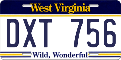 WV license plate DXT756