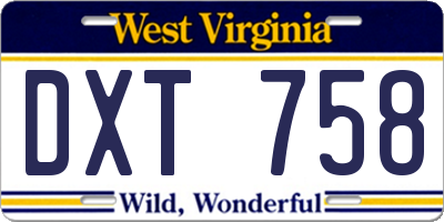 WV license plate DXT758