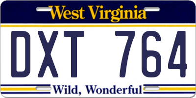 WV license plate DXT764