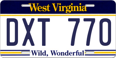WV license plate DXT770