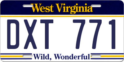 WV license plate DXT771