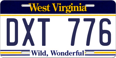 WV license plate DXT776