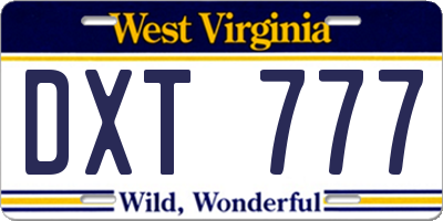 WV license plate DXT777