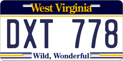 WV license plate DXT778