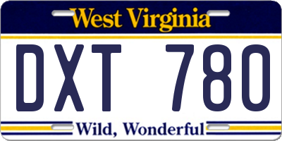 WV license plate DXT780