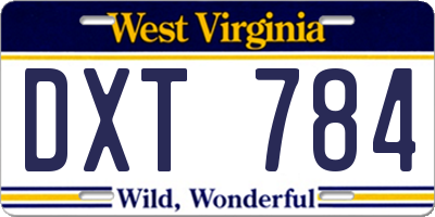 WV license plate DXT784