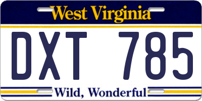 WV license plate DXT785