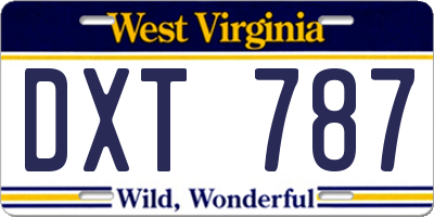 WV license plate DXT787